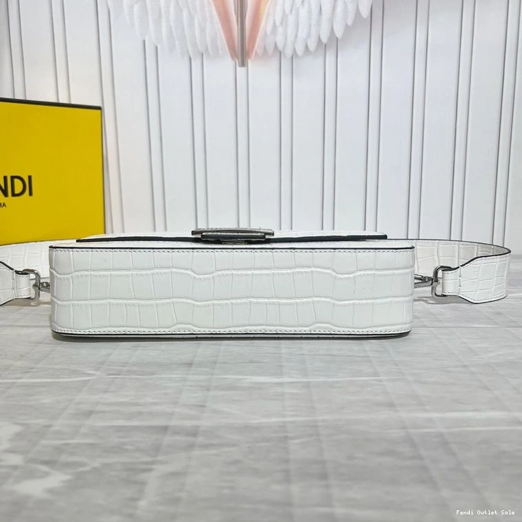 Affordable Bag White Medium In Tiffany Leather Fendi Baguette Crocodile 0820